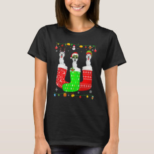Three Siberian Husky Dog In Christmas Socks Matchi T-Shirt