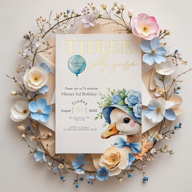 Three Silly Goose Boy 3rd Birthday  Invitation (Creator Uploaded)