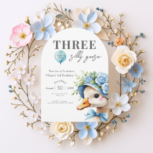 Three Silly Goose Boy 3rd Birthday Invitation