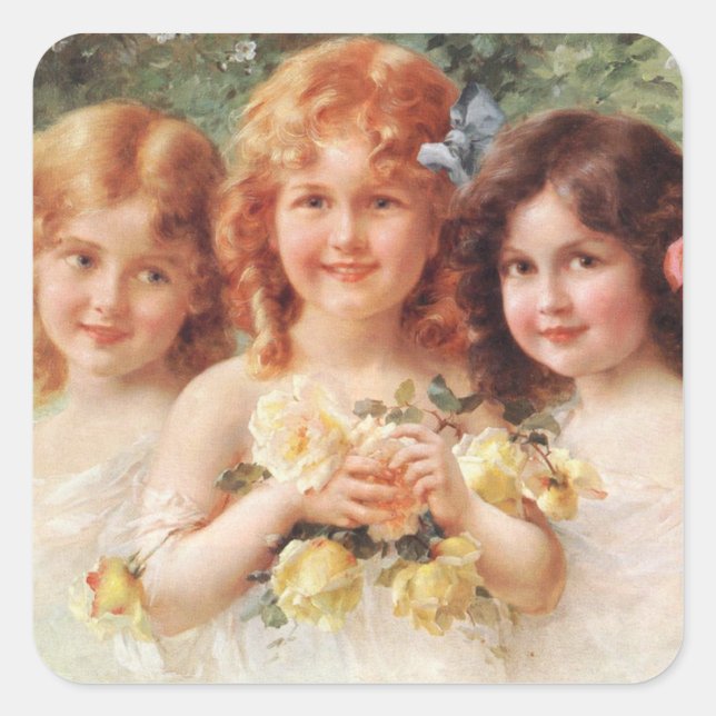 Three Sisters by Émile Vernon Square Sticker (Front)