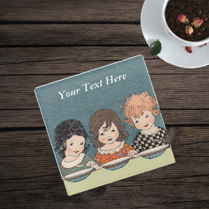 Three Sisters Together Eating Soup Glass Coaster