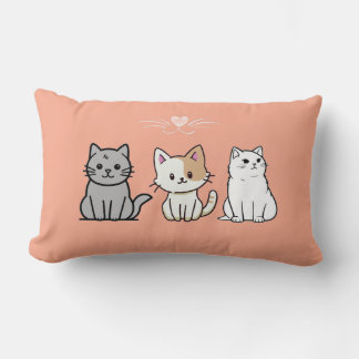 Three Sitting Cats Illustrations Lumbar Cushion