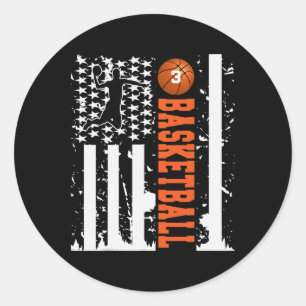 Three Sketll Jersey Tee Number Usa Flag Classic Round Sticker