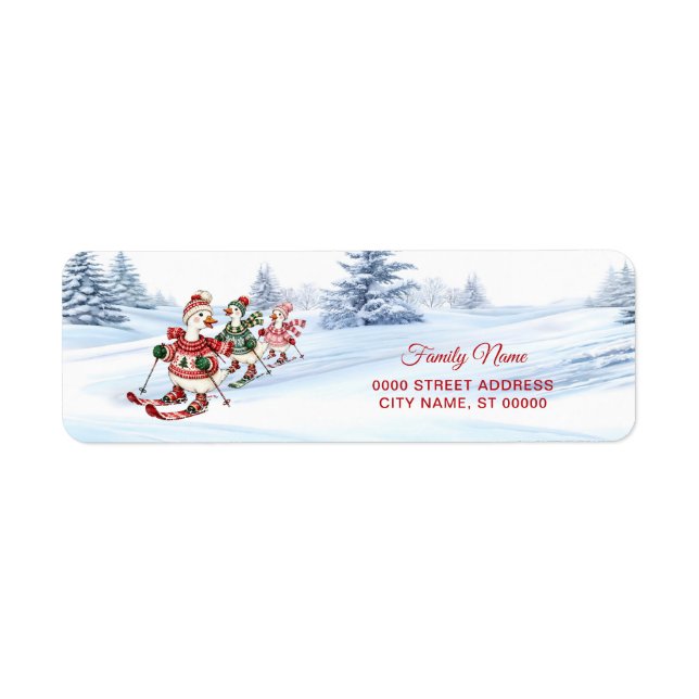 Three Skiing Ducks Return Address (Front)