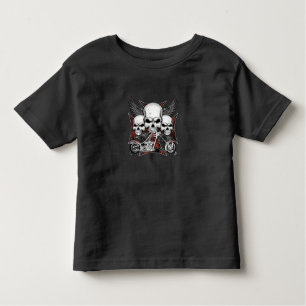 Three Skull with Red Chopper Motorcycle  Toddler T-Shirt