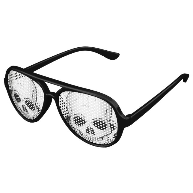 Three Skulls Design Aviator Sunglasses (Angled)