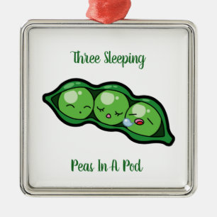 Three Sleeping Peas In A Pod Metal Tree Decoration