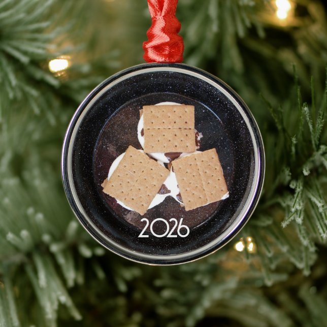 Three S'mores on a Metal Camp Plate Ornament (Tree)