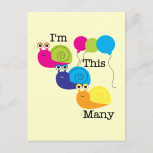 Three Snails I'm This Many Tshirts and Gifts Postcard