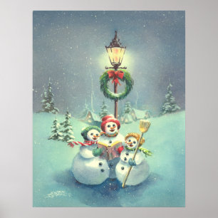 THREE SNOWMEN by SHARON SHARPE Poster