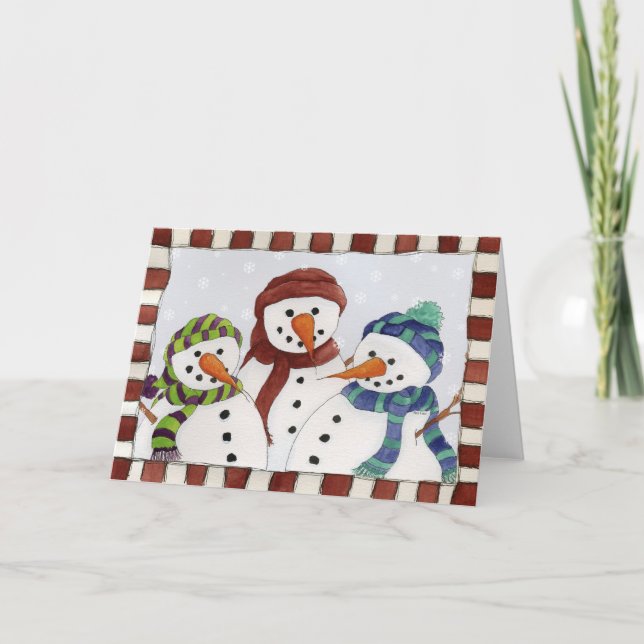 Three Snowmen Card (Front)