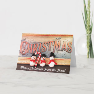 Three Snowmen w/ Cane Christmas Card