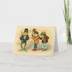 "Three Sociable Frogs" Vintage Greeting Card