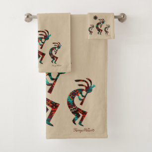 Three Southwest Kokopelli Bath Towel Set