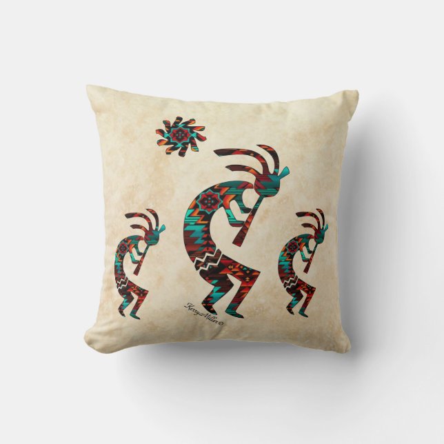 Three Southwest Kokopelli Cushion (Front)