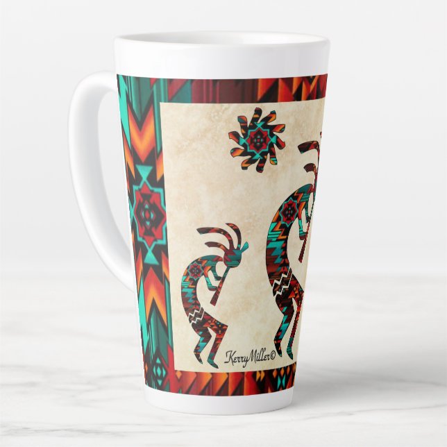Three Southwest Kokopelli Latte Mug (Left Angle)