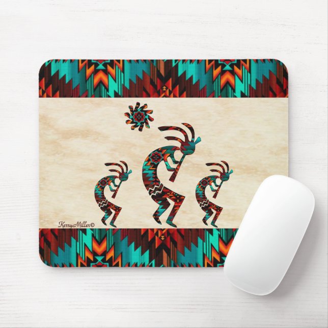 Three Southwest Kokopelli Mouse Pad (With Mouse)