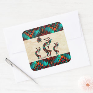 Three Southwest Kokopelli Square Sticker