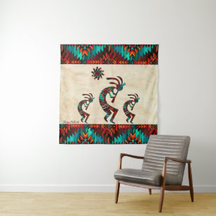 Three Southwest Kokopelli Tapestry
