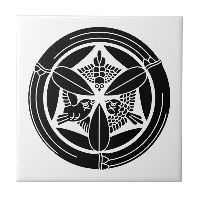 Three Sparrows in a Bamboo Circle Tile (Front)