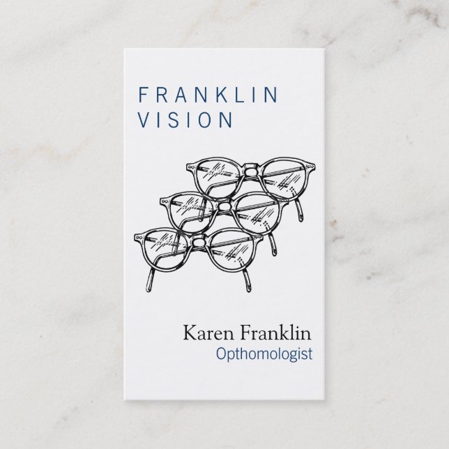 Three Spectacles Eyewear Optical Vision Business Card (Front)