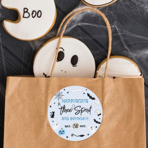 Three Spirit! Boys Halloween 3rd Birthday Party Classic Round Sticker