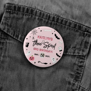 Three Spirit! Girls Halloween 3rd Birthday Party 3 Cm Round Badge
