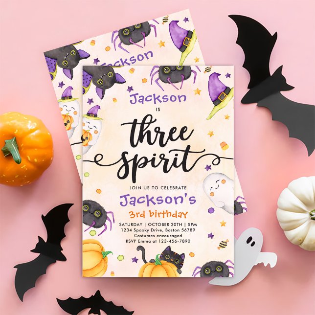 Three Spirit Halloween 3rd Birthday Invitation (Creator Uploaded)