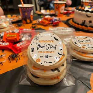 Three Spirit! Halloween 3rd Birthday Party Favour Classic Round Sticker