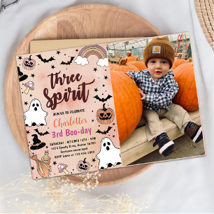 Three Spirit Halloween 3rd Birthday Party Photo Invitation