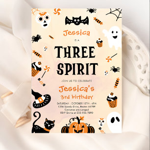 Three Spirit Halloween Cute Ghost Birthday Party Invitation