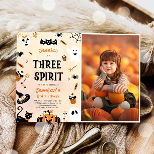 Three Spirit Halloween Cute Ghost Birthday Party Invitation
