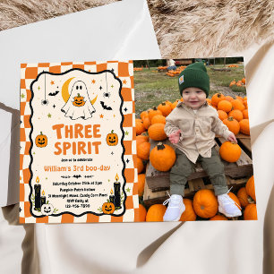 Three Spirit Halloween Ghost 3rd Birthday Photo Invitation