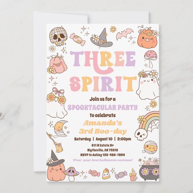 Three Spirit Halloween Ghost Invitation (Front)