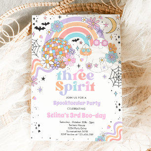 Three Spirit Halloween Groovy Ghost 3rd Birthday Invitation