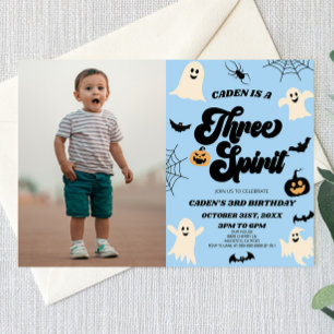 Three Spirit Halloween Picture 3rd Birthday Party Invitation