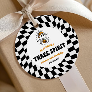 Three Spirit Halloween Retro 3rd Birthday Party Favour Tags
