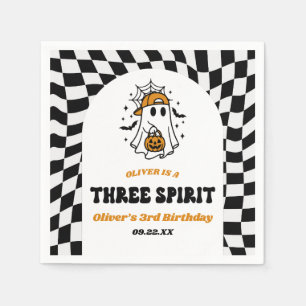 Three Spirit Halloween Retro 3rd Birthday Party Napkin