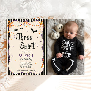 Three Spirit Spooky Halloween 3rd Birthday Photo Invitation