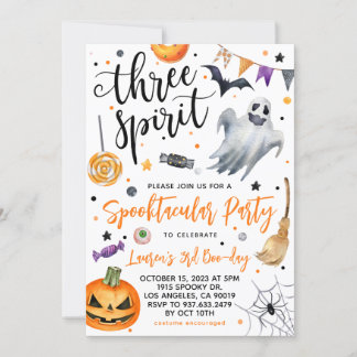 Three Spirit Spooky Halloween Birthday Invitation