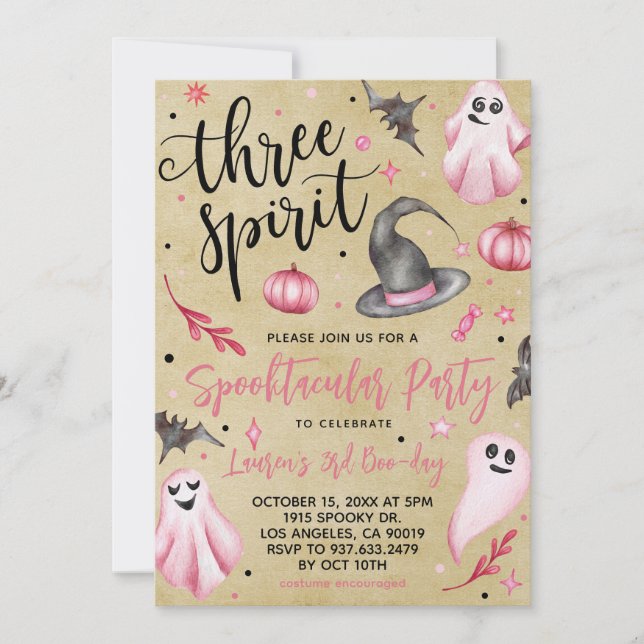 Three Spirit Spooky Halloween Birthday Invitation (Front)