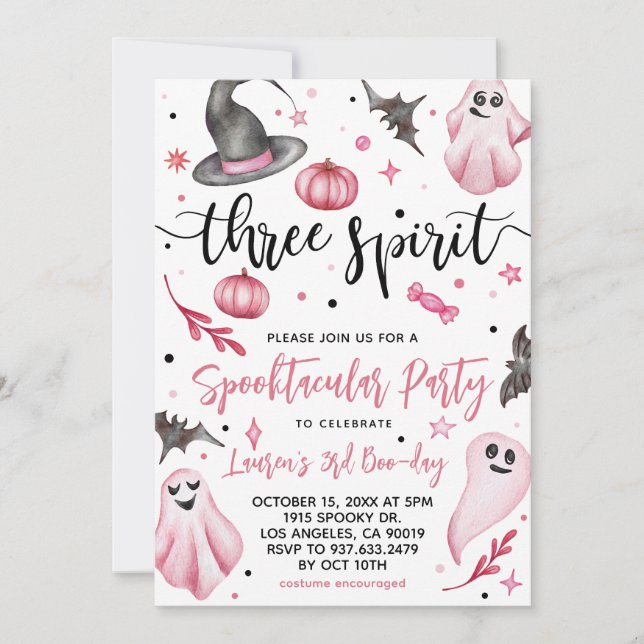 Three Spirit Spooky Halloween Birthday Invitation (Front)