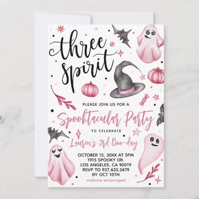 Three Spirit Spooky Halloween Birthday Invitation (Front)
