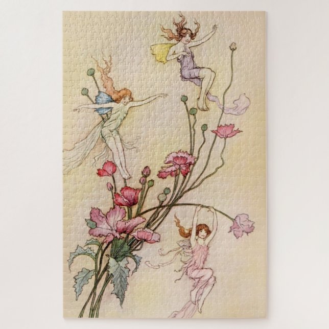 “Three Spirits Mad With Joy” by Warwick Goble Jigsaw Puzzle (Vertical)