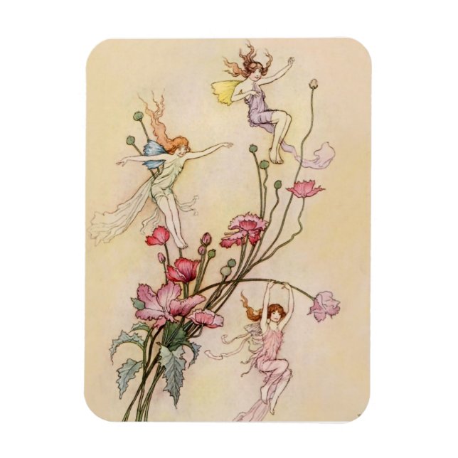“Three Spirits Mad With Joy” by Warwick Goble Magnet (Vertical)