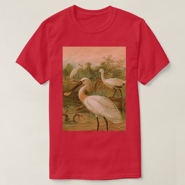Three Spoonbills Wading By The Marsh T-Shirt (Design Front)