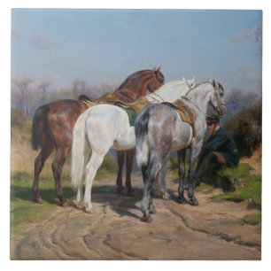 Three Stallion Horses (by Rosa Bonheur) Tile