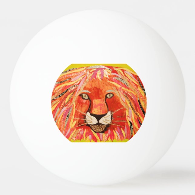 Three Star Ping Pong Ball with Bold Lion (Front)