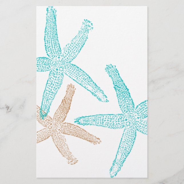 Three Starfish Teal and Tan (Front)