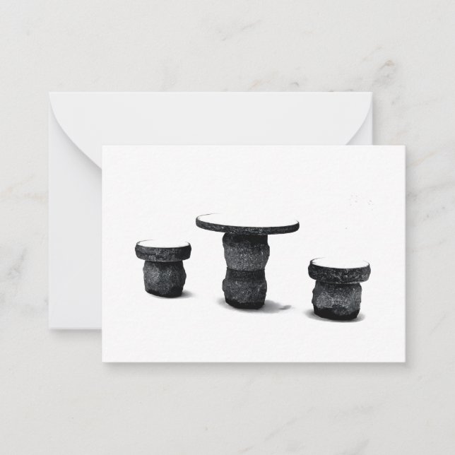 Three Stone Round Benches Snow Photo Card (Front)